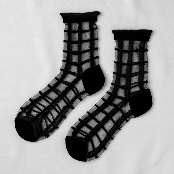 Sheer French Window Sock - Black