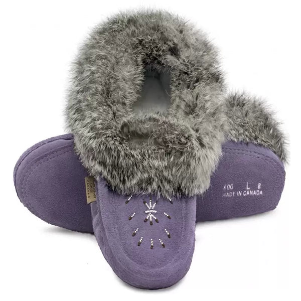 Fur Moccasin - Purple Suede