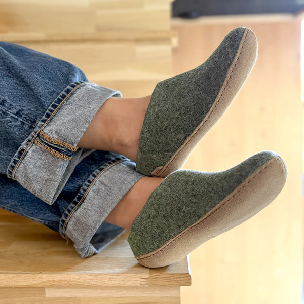 Slip-on with Leather Sole - Moss