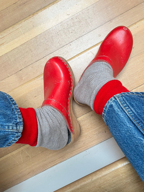 Chalet Sock - Oat/Apple Colorblock
