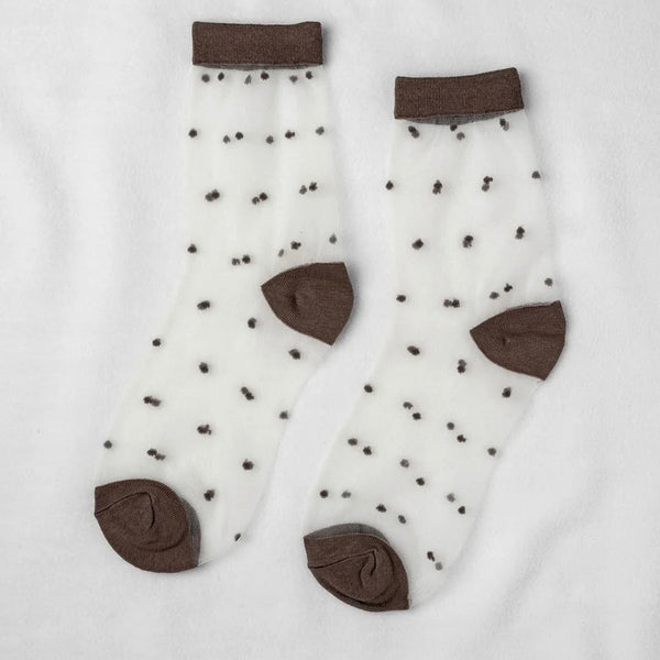 Sheer Dot Socks - Cocoa