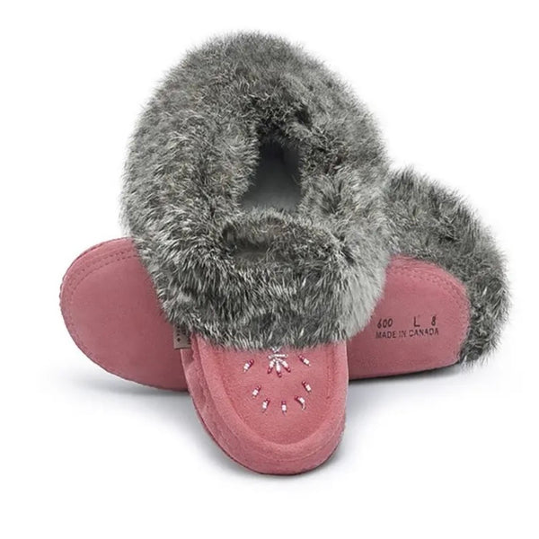 Fur Moccasin - Flamingo