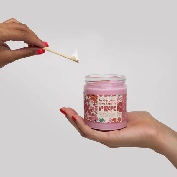 Wood Wick Jar Candle 8 oz - In October We Burn Pink