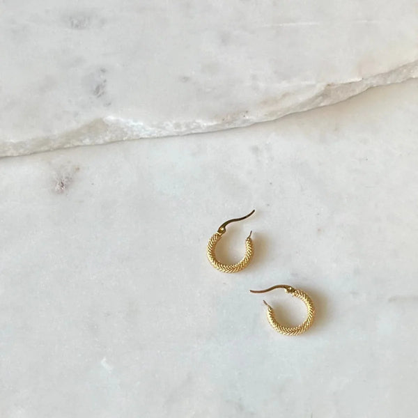 ARDEN Textured Hoops - Gold