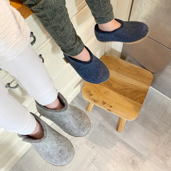 Junior Shoe with Leather Sole - Denim