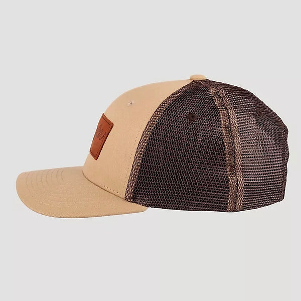 Wrangler Leather Patch Baseball Cap - Khaki/Brown