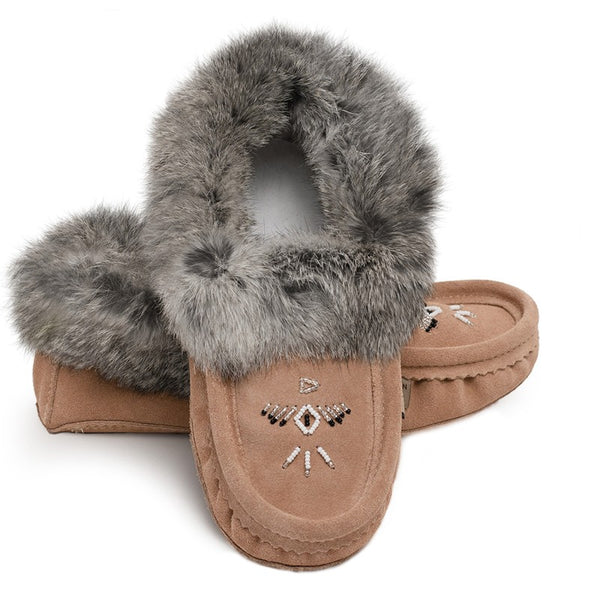 Fur Moccasin - Cappuccino Suede
