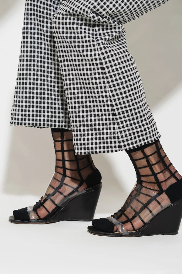 Sheer French Window Sock - Black
