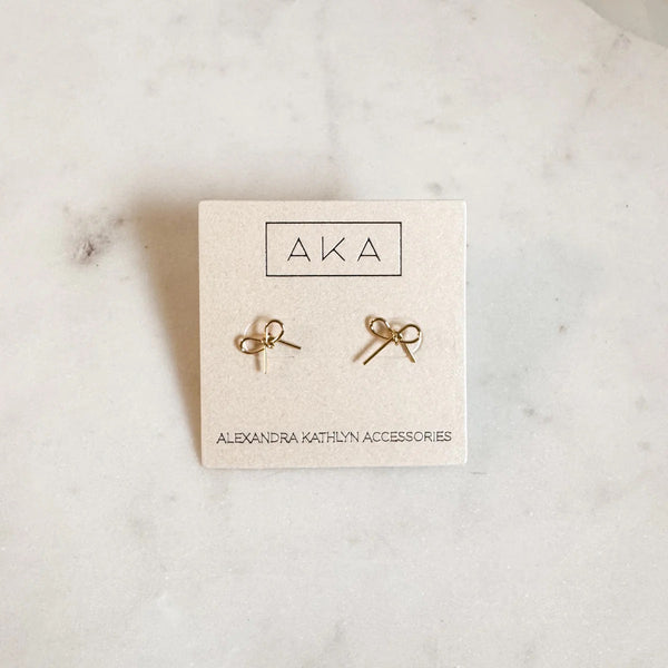 Golden Bow Mini Stud Earrings