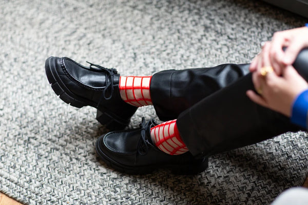 Sheer French Window Sock - Classic Red