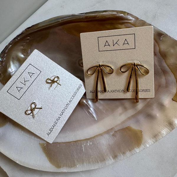 Golden Bow Mini Stud Earrings