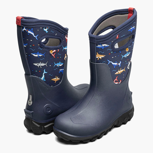 Classic Seamless Pixel Shark - Navy Multi