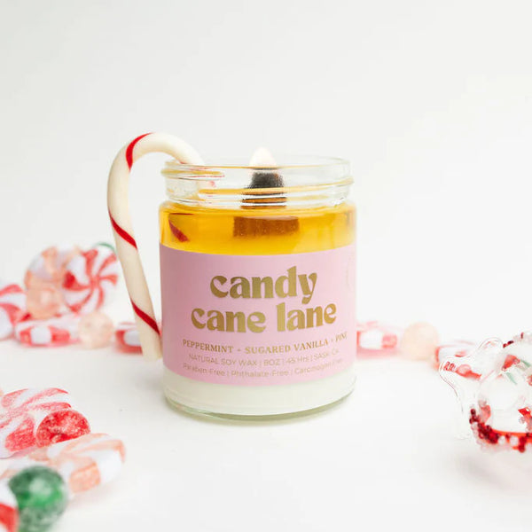Wood Wick Jar Candle 8 oz - Candy Cane Lane