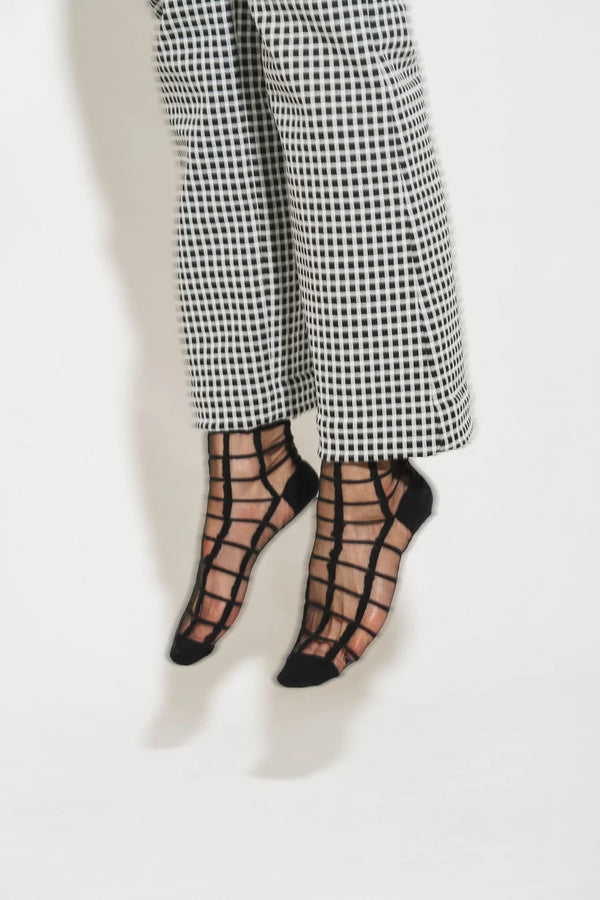 Sheer French Window Sock - Black