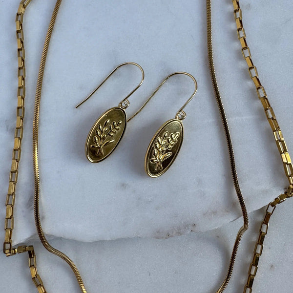 Oval Leaf Earrings