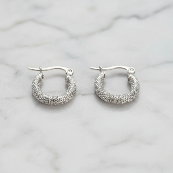 ARDEN Textured Hoops - Silver