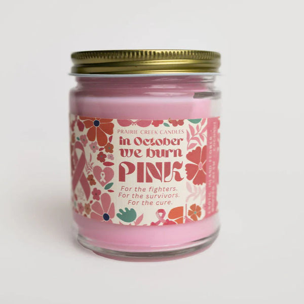 Wood Wick Jar Candle 8 oz - In October We Burn Pink