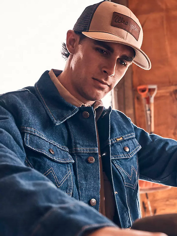 Wrangler Leather Patch Baseball Cap - Khaki/Brown