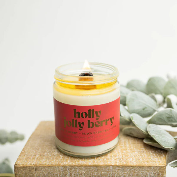 Wood Wick Jar Candle 8 oz - Holly Jolly Berry