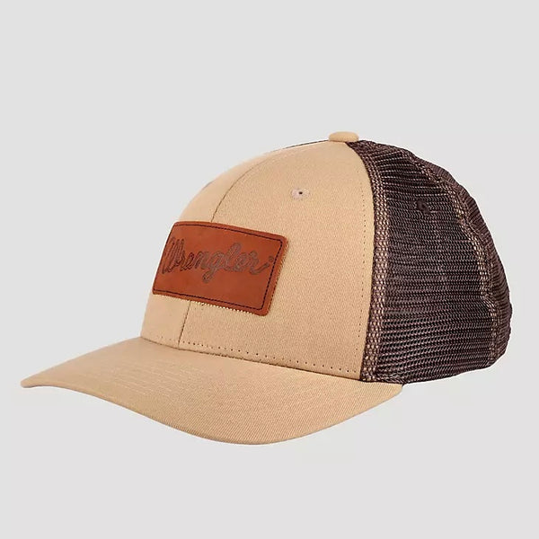 Wrangler Leather Patch Baseball Cap - Khaki/Brown