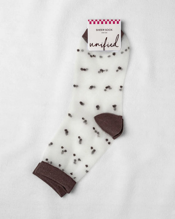 Sheer Dot Socks - Cocoa