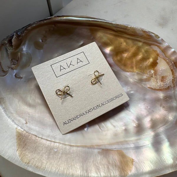 Golden Bow Mini Stud Earrings