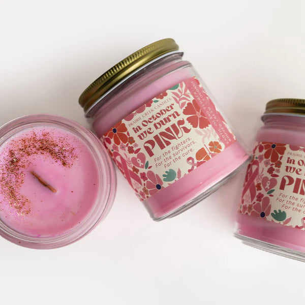 Wood Wick Jar Candle 8 oz - In October We Burn Pink
