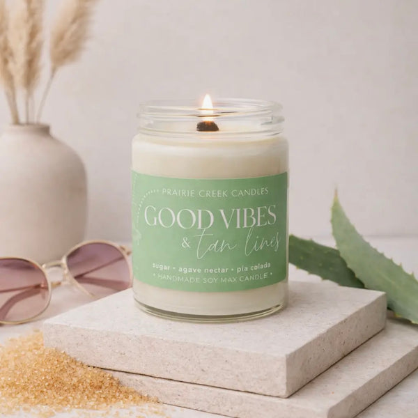 Wood Wick Jar Candle 8 oz - Good Vibes + Tan Lines