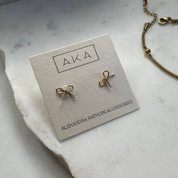 Golden Bow Mini Stud Earrings