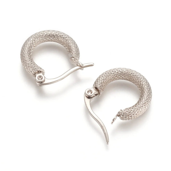 ARDEN Textured Hoops - Silver