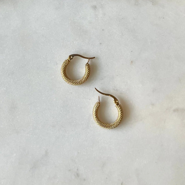 ARDEN Textured Hoops - Gold