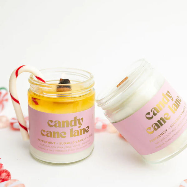Wood Wick Jar Candle 8 oz - Candy Cane Lane
