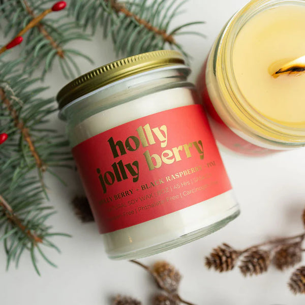 Wood Wick Jar Candle 8 oz - Holly Jolly Berry