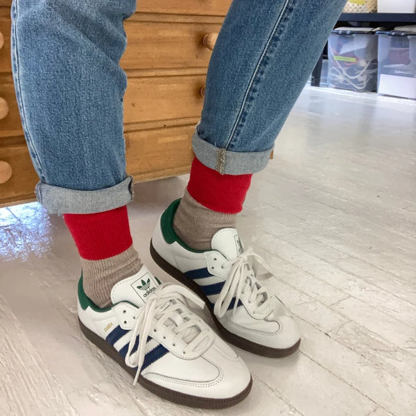 Chalet Sock - Oat/Apple Colorblock