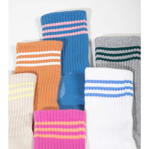 Striped Ankle Detail Casual Socks - Cream