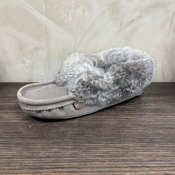 Fur Moccasin - Grey Suede (no beading)