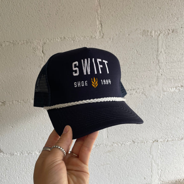 Wheat Trucker Hat - Navy