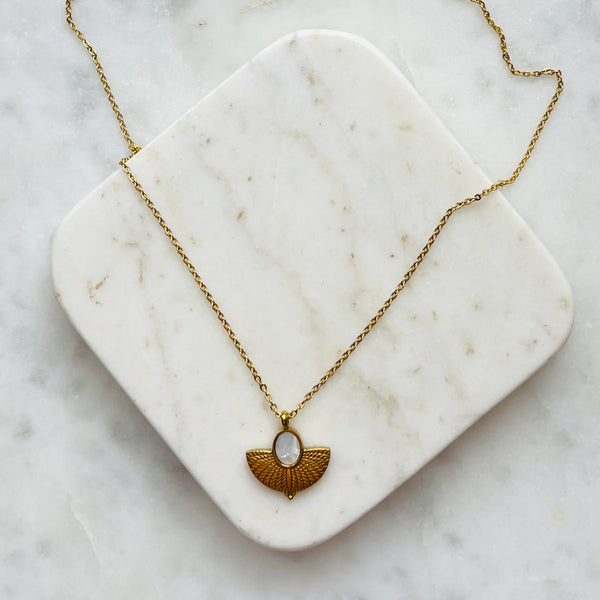 ROWAN Cream Shell Gold Pendant Necklace