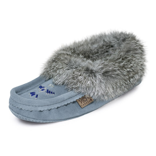 Fur Moccasin - Sky Blue
