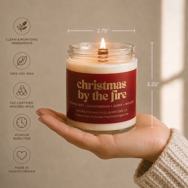 Wood Wick Jar Candle 8 oz - Christmas By The Fire