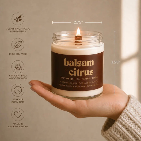 Wood Wick Jar Candle 8 oz - Balsam + Citrus