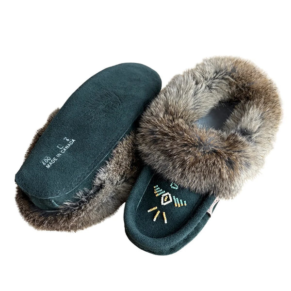 Fur Moccasin - Emeraude Suede