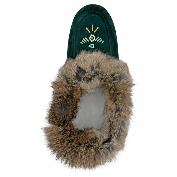 Fur Moccasin - Emeraude Suede
