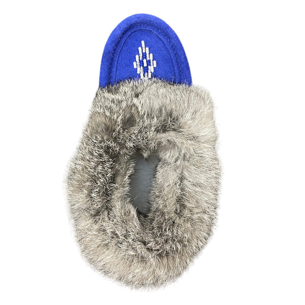 Kid’s Fur Moccasin - Royal Blue Suede