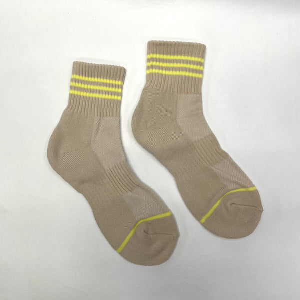 Striped Ankle Detail Casual Socks - Cream