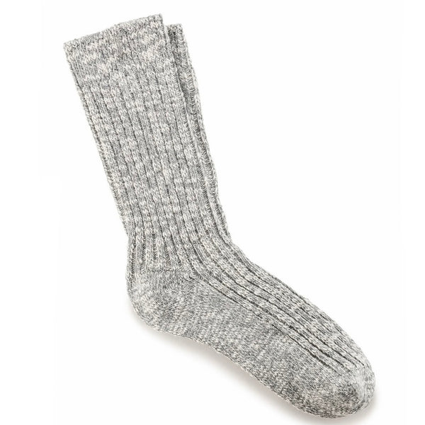 Cotton Slub Sock - Gray/White