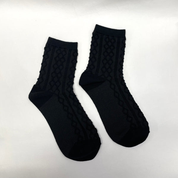 Solid Argyle Crew Socks - Black