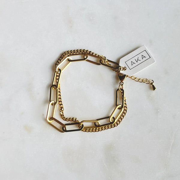 Lenna Paperclip & Curb Multi-Chain Bracelet