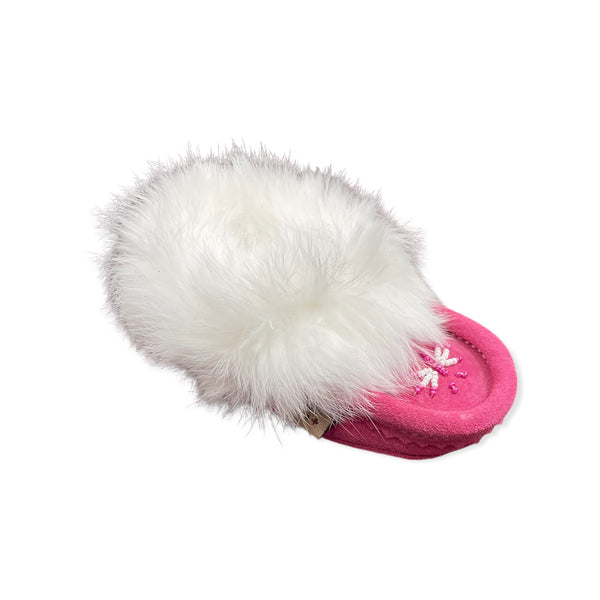 Kid's Fur Moccasin - Fuchsia