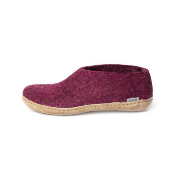 Shoe with Leather Sole - Cranberry